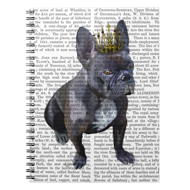Fransk Bulldog Kung Anteckningsbok Med Spiral (Framsidan)