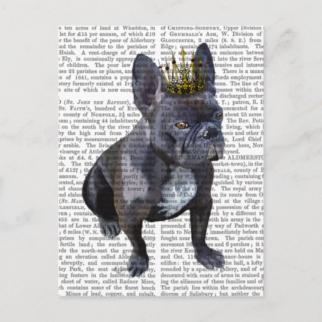 Fransk Bulldog Kung Vykort (Framsida)