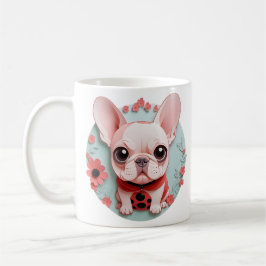 Fransk Bulldog Ladybug Flowers Papper Cshing Art Kaffemugg