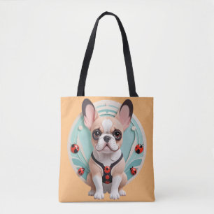 Fransk Bulldog Ladybug Pastel Papper Cshing Art Tygkasse