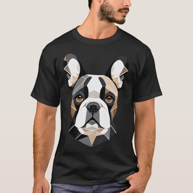 Fransk Bulldog - Låg Poly - Minimalistisk  T Shirt (Framsida)