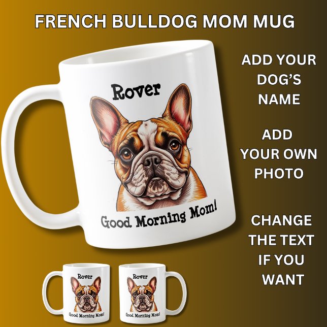 Fransk Bulldog, Lägg till Hund Namn, Ändra foto Kaffemugg (Skapare uppladdad)