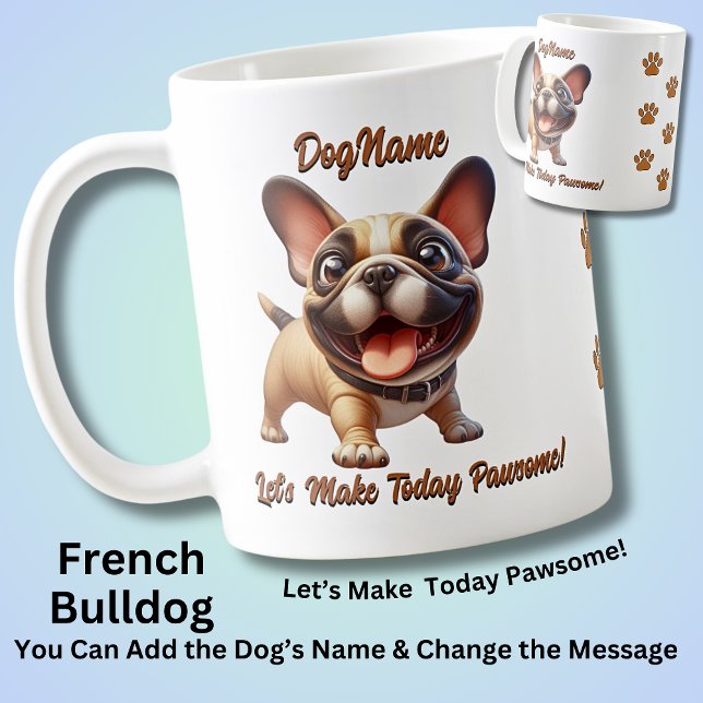 Fransk Bulldog - Lägg till Hund Namn, Ändra text Kaffemugg (Skapare uppladdad)