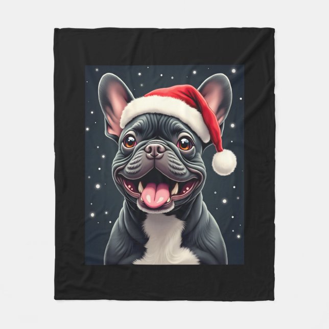 Fransk Bulldog-Långärmaden T-Shirt Fleecefilt (Framsidan)