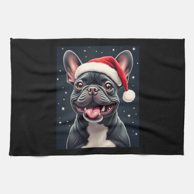 Fransk Bulldog-Långärmaden T-Shirt Kökshandduk (Horisontell)