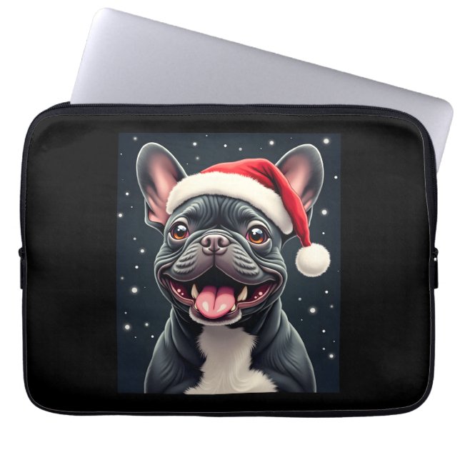 Fransk Bulldog-Långärmaden T-Shirt Laptop Fodral (Framsidan)