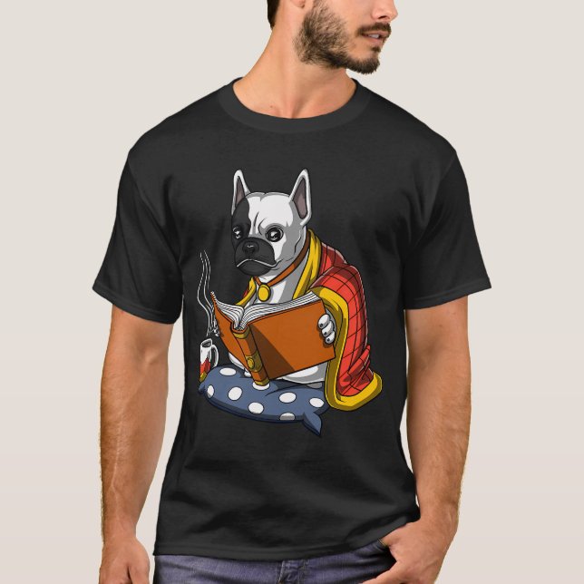 Fransk Bulldog Läs En Bok T Shirt (Framsida)