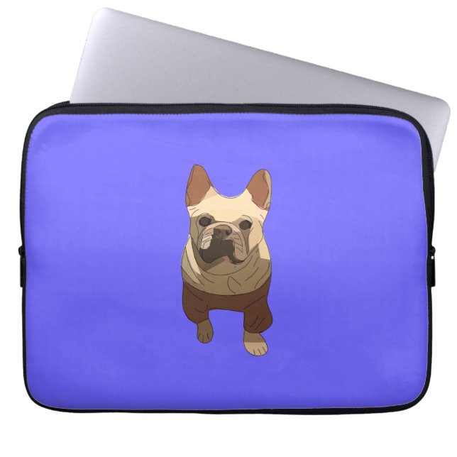 Fransk Bulldog, Lavendel Lila Laptop Fodral (Framsidan)