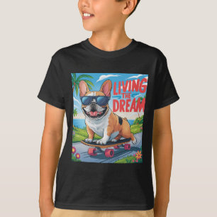 FRANSK BULLDOG "LEVING THE DREAM" FÖR BARN T SHIRT