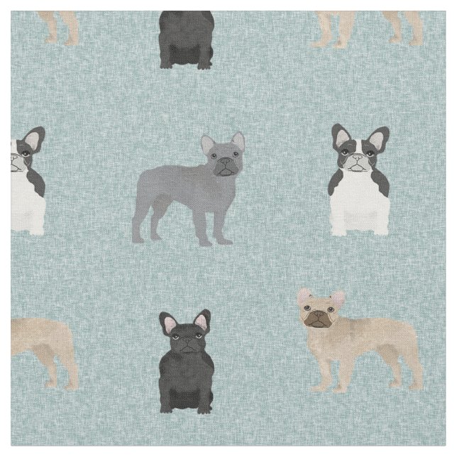 Fransk Bulldog Light Blue Tyg (Närbild)