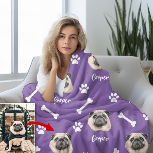 Fransk Bulldog, Lila Personlig Pet Fleecefilt (Skapare uppladdad)