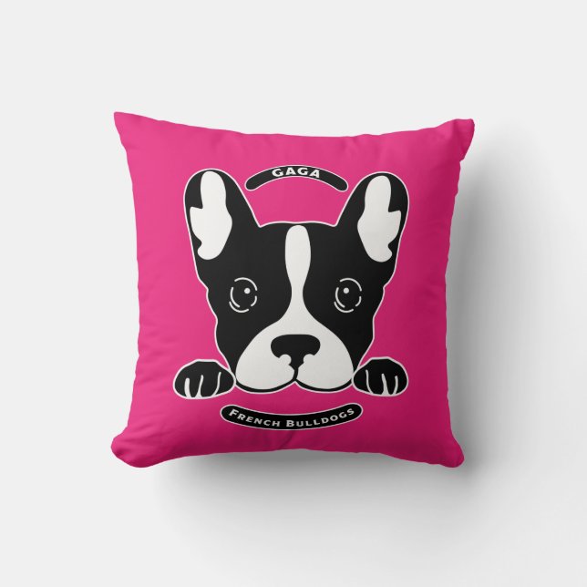Fransk Bulldog - Lilla för lagade vänner. Kudde (Framsida)