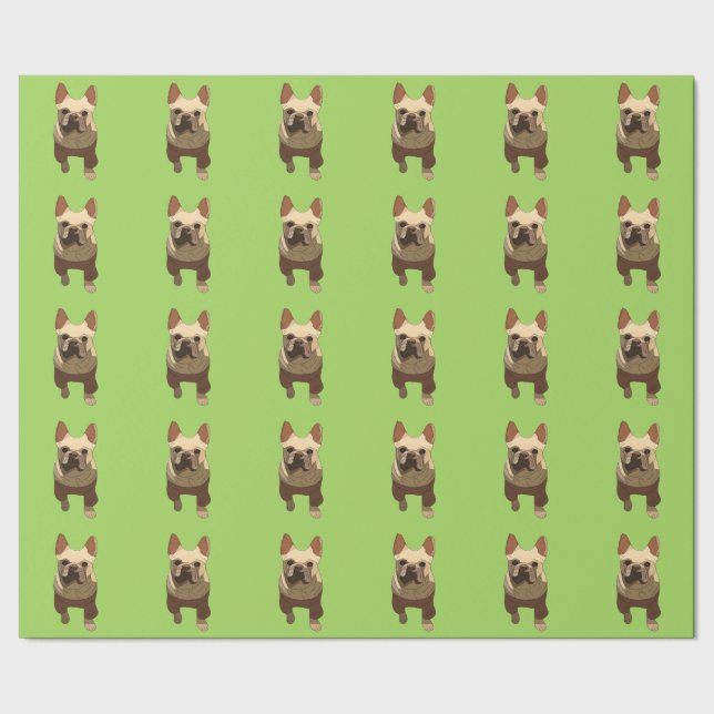Fransk Bulldog, Limegrön Presentpapper (Seam)