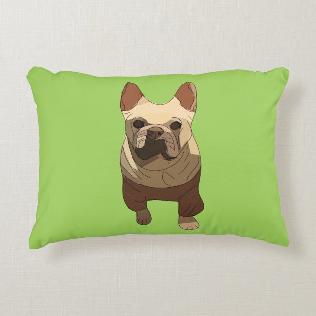 Fransk Bulldog, Limegrön Prydnadskudde (Framsidan)