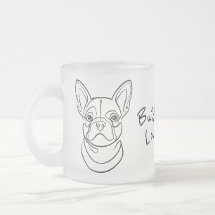 Fransk Bulldog Linje Konst. Byggd Liten. Älskad St Frostad Glasmugg