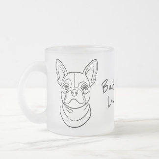 Fransk Bulldog Linje Konst. Byggd Liten. Älskad St Frostad Glasmugg