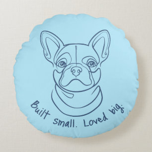 Fransk Bulldog Linje Konst. Byggd Liten. Älskad St Rund Kudde