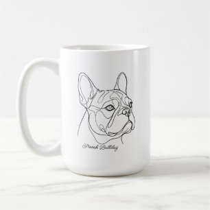 Fransk Bulldog Linjedrawing Anpassat Husdjur Namn Kaffemugg
