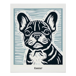 Fransk bulldog linoryt poster perfect poster