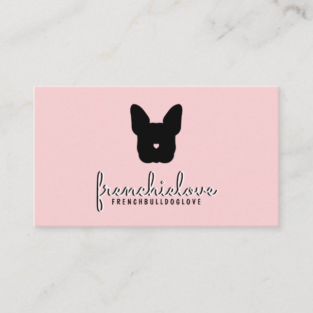Fransk bulldog logotyp simpel barnvakt veterinär v visitkort (Framsida)