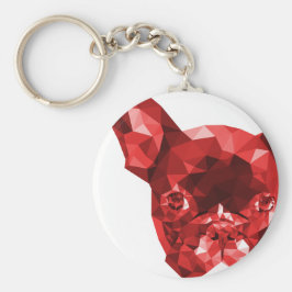 Fransk Bulldog Low Poly Art in Red Nyckelring