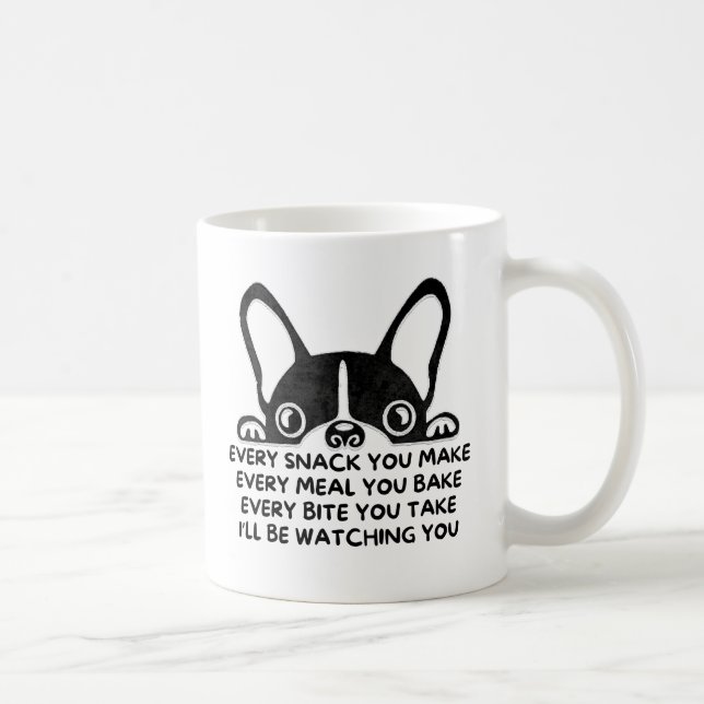 Fransk Bulldog Lusnyj tittar på dig Snack Parody Kaffemugg (Höger)