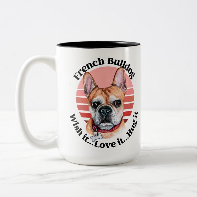 Fransk Bulldog lustiga citat Två-Tonad Mugg (Vänster)