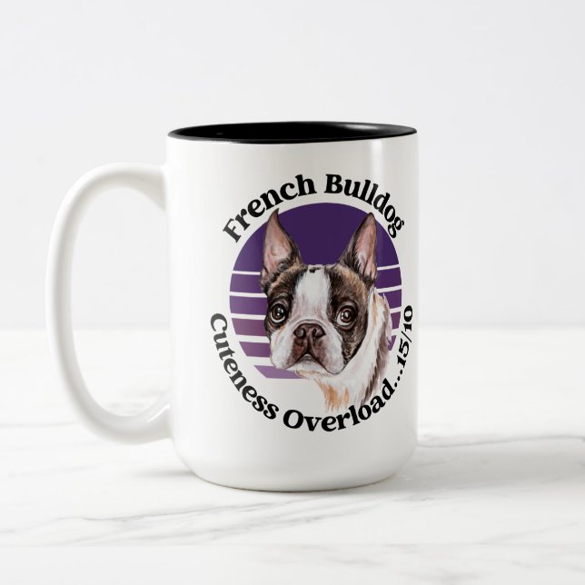 Fransk Bulldog lustiga citat Två tonkaffe Mugg (Vänster)