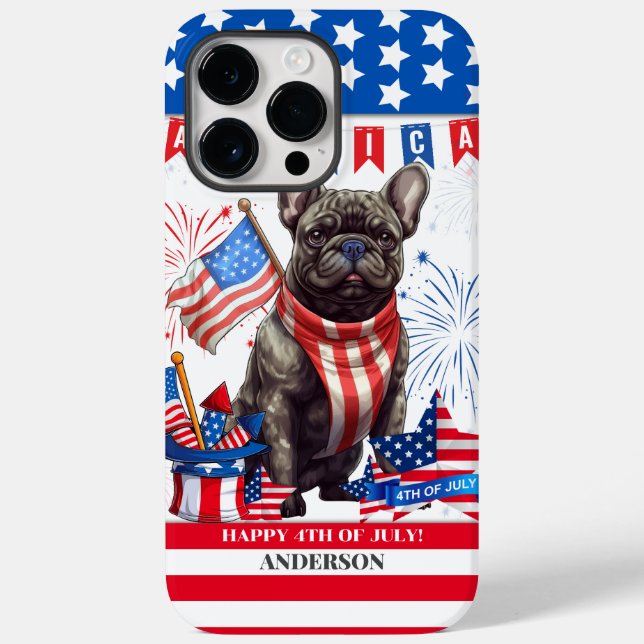 Fransk Bulldog Lycklig 4:e juli Amerika Patriotic (Baksida)