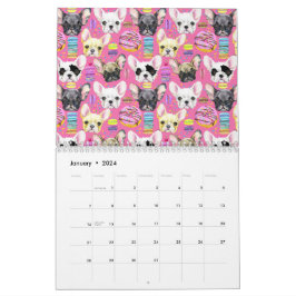 Fransk Bulldog Macaron Mönster Kalender
