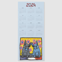 Fransk Bulldog Magnetic Calendar 2024