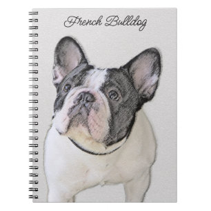 Fransk Bulldog-målning (Brindle Pied) - Hund Art Anteckningsbok