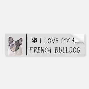 Fransk Bulldog-målning (Brindle Pied) - Hund Art Bildekal