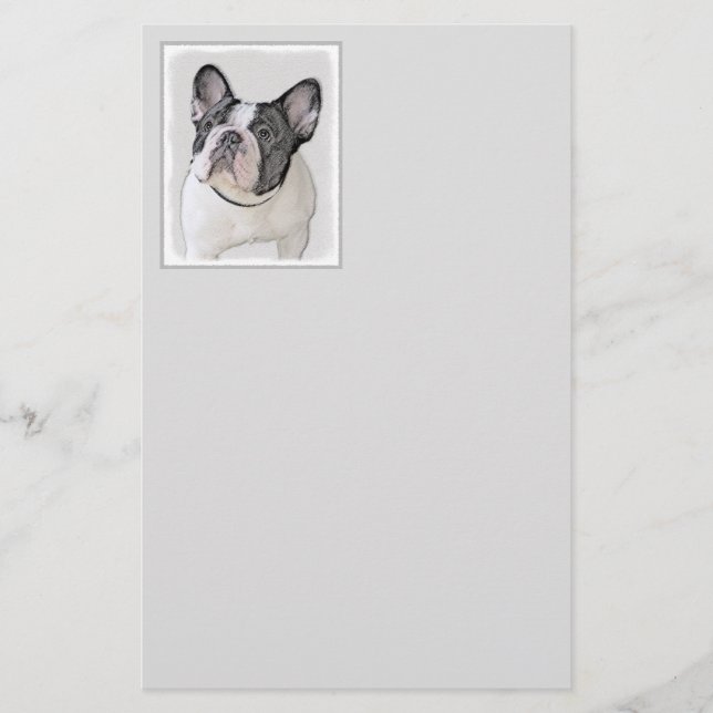 Fransk Bulldog-målning (Brindle Pied) - Hund Art Brevpapper (Framsida)