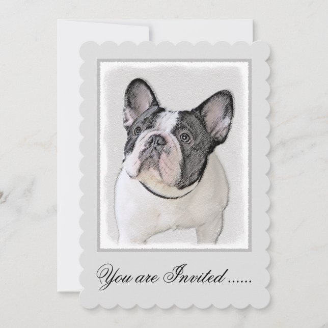 Fransk Bulldog-målning (Brindle Pied) - Hund Art Inbjudningar (Framsida)