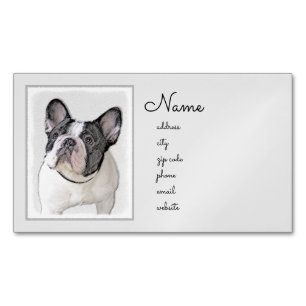 Fransk Bulldog-målning (Brindle Pied) - Hund Art Magnetiska Visitkort