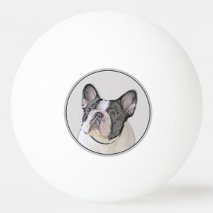 Fransk Bulldog-målning (Brindle Pied) - Hund Art Pingisboll