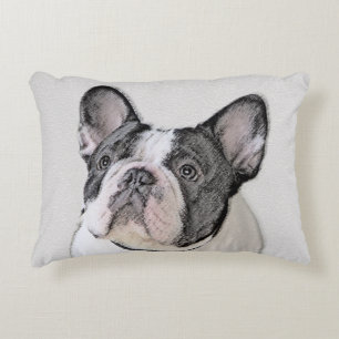 Fransk Bulldog-målning (Brindle Pied) - Hund Art Prydnadskudde