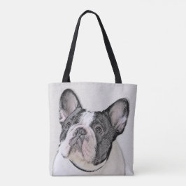 Fransk Bulldog-målning (Brindle Pied) - Hund Art Tygkasse