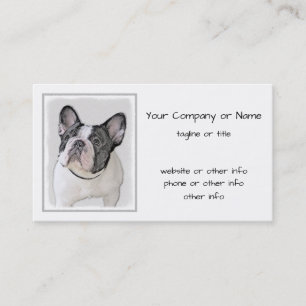 Fransk Bulldog-målning (Brindle Pied) - Hund Art Visitkort