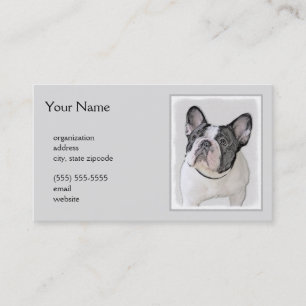 Fransk Bulldog-målning (Brindle Pied) - Hund Art Visitkort