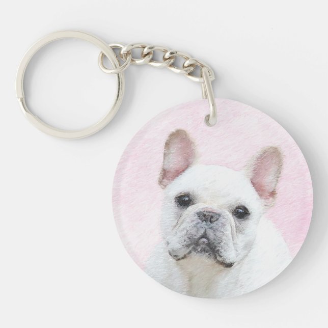 Fransk Bulldog-målning (Cream/White) - Hund Art (Framsidan)