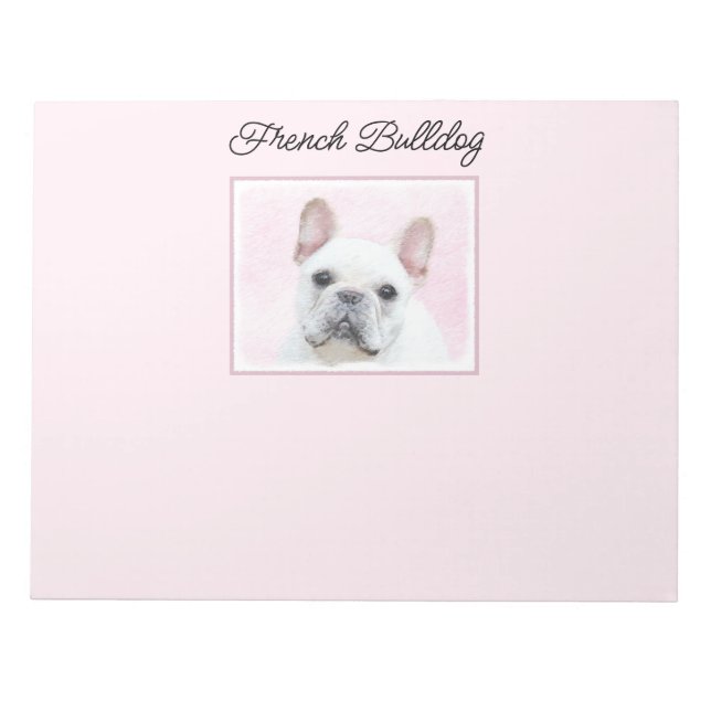 Fransk Bulldog-målning (Cream/White) - Hund Art Anteckningsblock (Framsida)