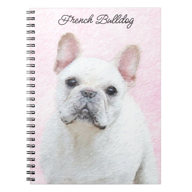 Fransk Bulldog-målning (Cream/White) - Hund Art Anteckningsbok (Framsidan)
