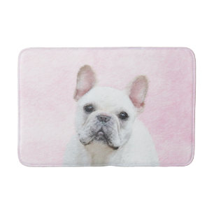 Fransk Bulldog-målning (Cream/White) - Hund Art Badrumsmatta