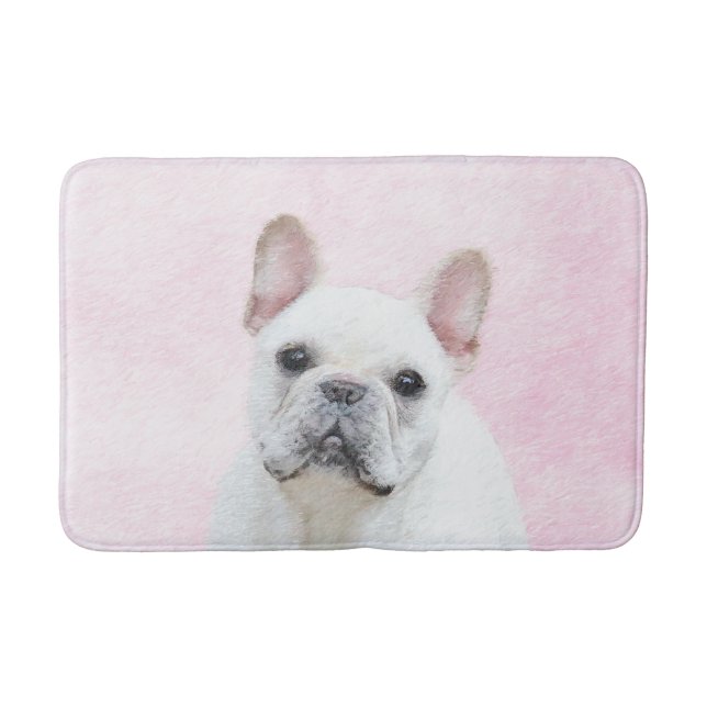 Fransk Bulldog-målning (Cream/White) - Hund Art Badrumsmatta (Framsidan)