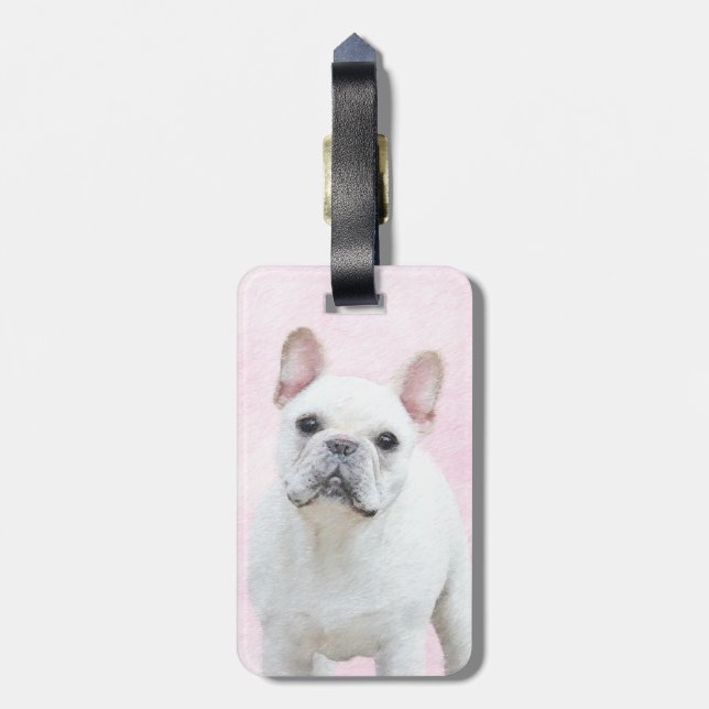Fransk Bulldog-målning (Cream/White) - Hund Art Bagagebricka (Baksidan Lodrät)