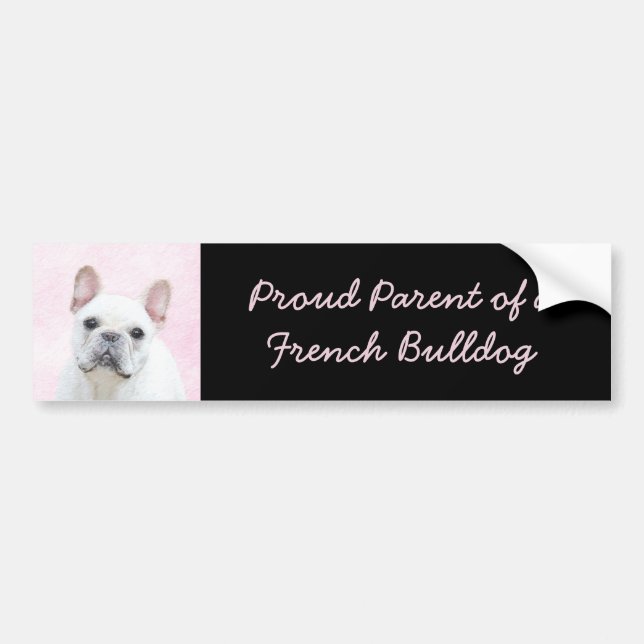 Fransk Bulldog-målning (Cream/White) - Hund Art Bildekal (Framsidan)