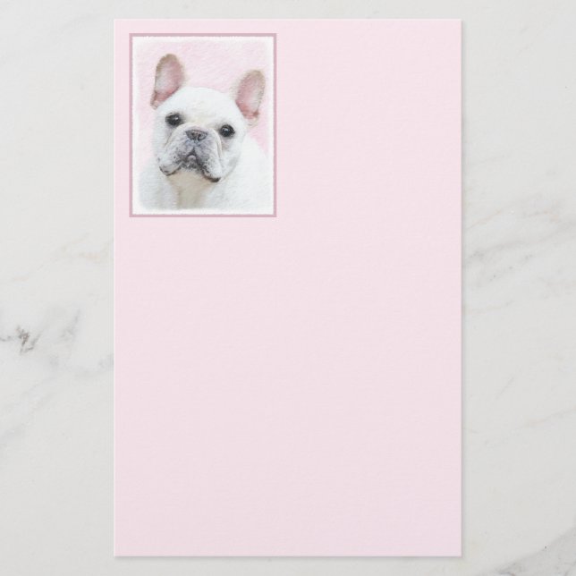 Fransk Bulldog-målning (Cream/White) - Hund Art Brevpapper (Framsida)