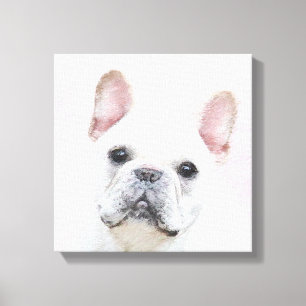 Fransk Bulldog-målning (Cream/White) - Hund Art Canvastryck